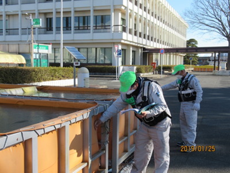 仮設防火水槽の点検